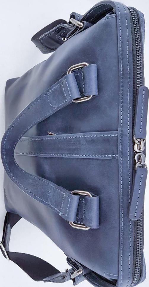 Стильна ділова чоловіча сумка з вінтажній шкіри синього кольору VATTO (11762)