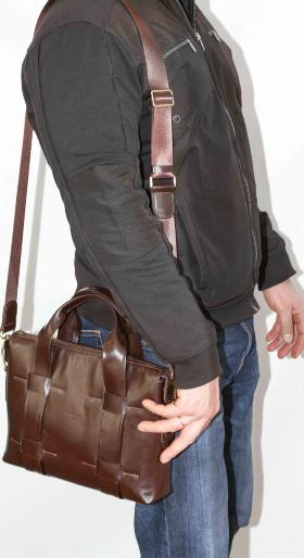 Мужская коричневая сумка из гладкой кожи VATTO (11961) - 2