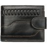 Стильний чорний чоловічий гаманець із натуральної шкіри з тисненням Vintage (2420234) - 1