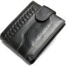 Стильный черный мужской кошелек из натуральной кожи с тиснением Vintage (2420234)  - 3