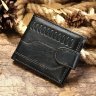 Стильный черный мужской кошелек из натуральной кожи с тиснением Vintage (2420234)  - 4