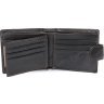 Стильний чорний чоловічий гаманець із натуральної шкіри з тисненням Vintage (2420234) - 5
