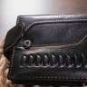 Стильный черный мужской кошелек из натуральной кожи с тиснением Vintage (2420234)  - 9