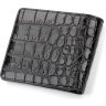 Солідне чоловіче портмоне з натуральної крокодилячої шкіри чорного кольору CROCODILE LEATHER (024-18045) - 2