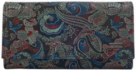 Жіночий гаманець з натуральної шкіри з візерунком квітів Desisan 107120 різнокольоровий