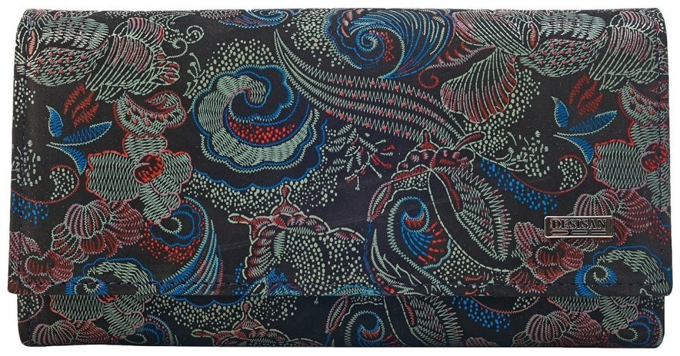 Жіночий гаманець з натуральної шкіри з візерунком квітів Desisan 107120 різнокольоровий modnotak фото №1