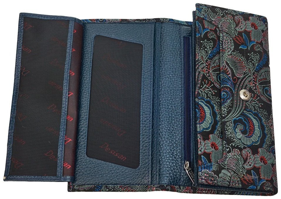 Жіночий гаманець з натуральної шкіри з візерунком квітів Desisan 107120 різнокольоровий modnotak фото №4