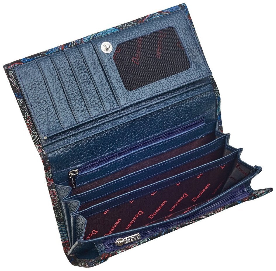 Жіночий гаманець з натуральної шкіри з візерунком квітів Desisan 107120 різнокольоровий modnotak фото №5