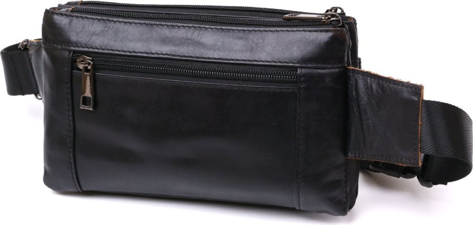 Чоловіча сумка на пояс із натуральної шкіри чорного кольору Vintage (2420474)