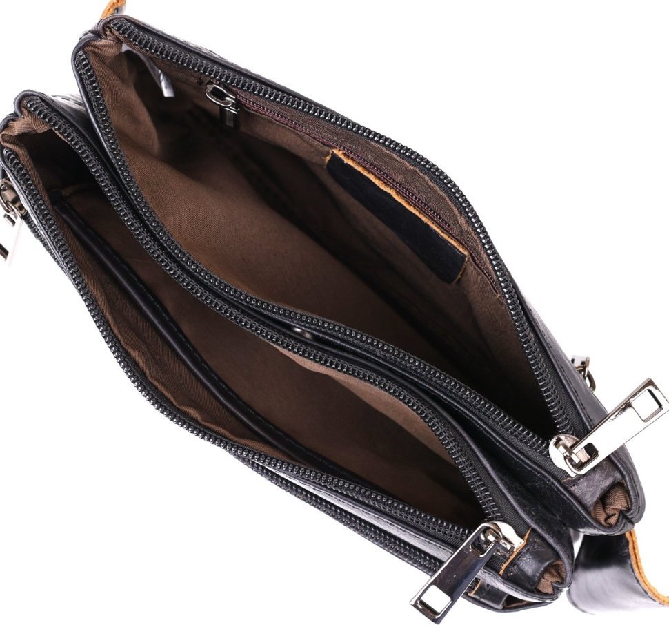 Мужская сумка на пояс из натуральной кожи черного цвета Vintage (2420474)