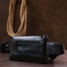 Мужская сумка на пояс из натуральной кожи черного цвета Vintage (2420474) - 8