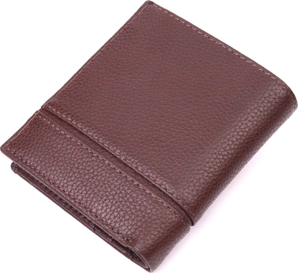 Коричневое мужское портмоне из фактурной кожи без застежки KARYA (2421322)
