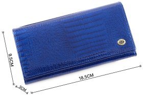 Синий лаковый кошелек с рисунком под рептилию ST Leather (16303)
