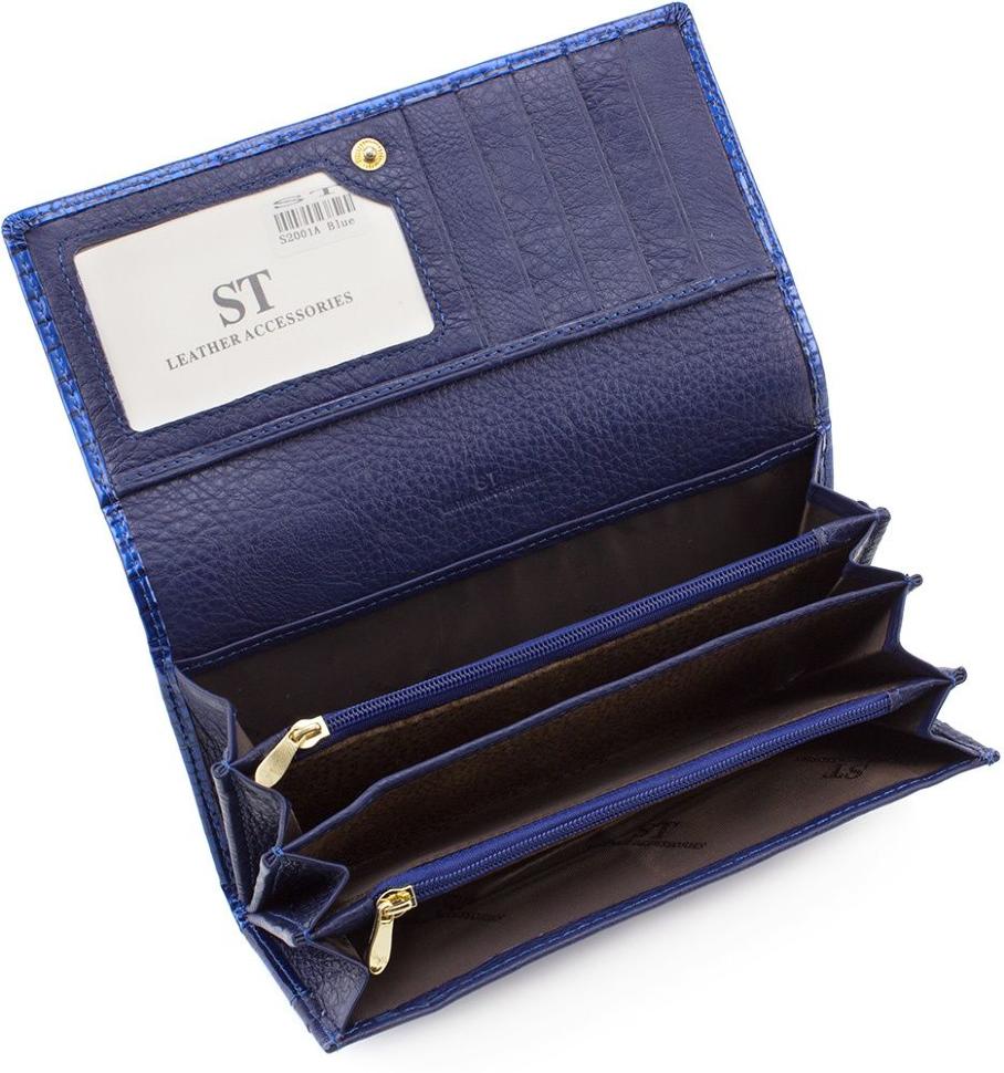 Синій лаковий гаманець з малюнком під рептилію ST Leather (16303)