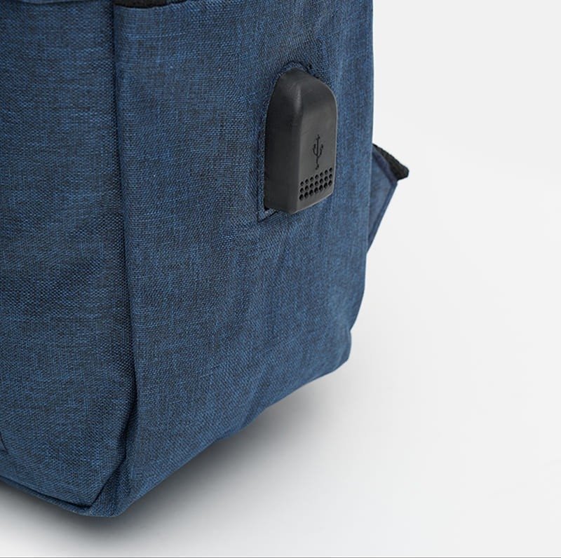 Синий мужской городской рюкзак из текстиля с сумкой и кошельком в комплекте Monsen (22152)