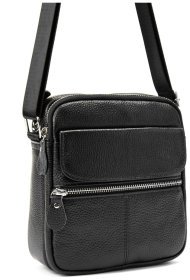 Компактная мужская наплечная сумка из натуральной кожи на две молнии Tiding Bag 77520