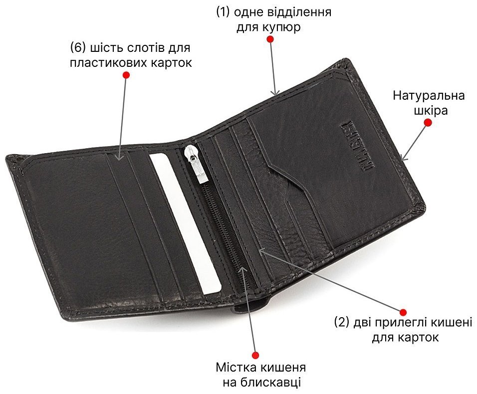 Чоловік шкіряний гаманець з одним відділенням для купюр ST Leather (16547) modnotak фото №4
