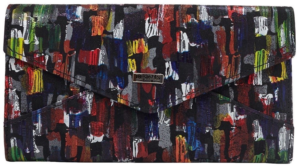 Разноцветный женский кошелек из натуральной кожи Desisan 107820 на кнопке modnotak фото №1