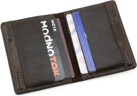 Шкіряна обкладинка для автодокументів шоколадного кольору на магнітах Grande Pelle 67820