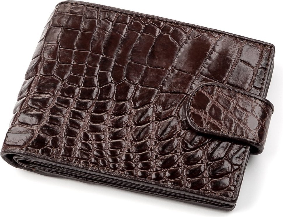 Тонкий кошелек из натуральной кожи крокодила коричневого цвета CROCODILE LEATHER (024-18210) фото №1 Тонкий кошелек из натуральной кожи крокодила коричневого цвета CROCODILE LEATHER (024-18210) modnotak фото №1