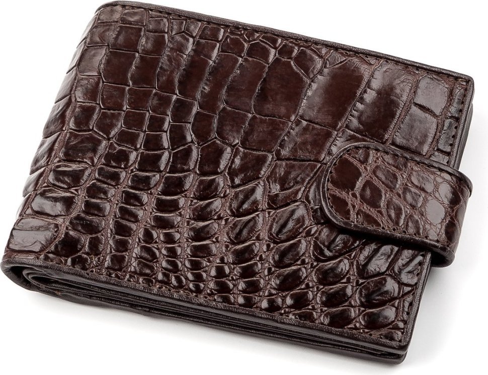 Тонкий гаманець з натуральної шкіри крокодила коричневого кольору CROCODILE LEATHER (024-18210)