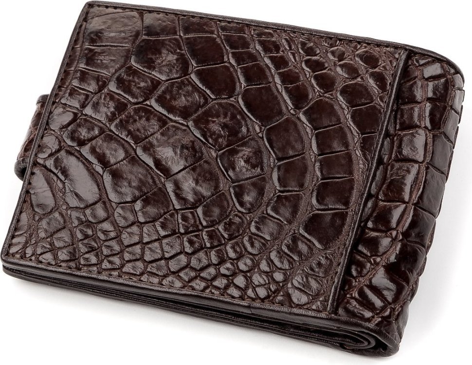 Тонкий кошелек из натуральной кожи крокодила коричневого цвета CROCODILE LEATHER (024-18210)