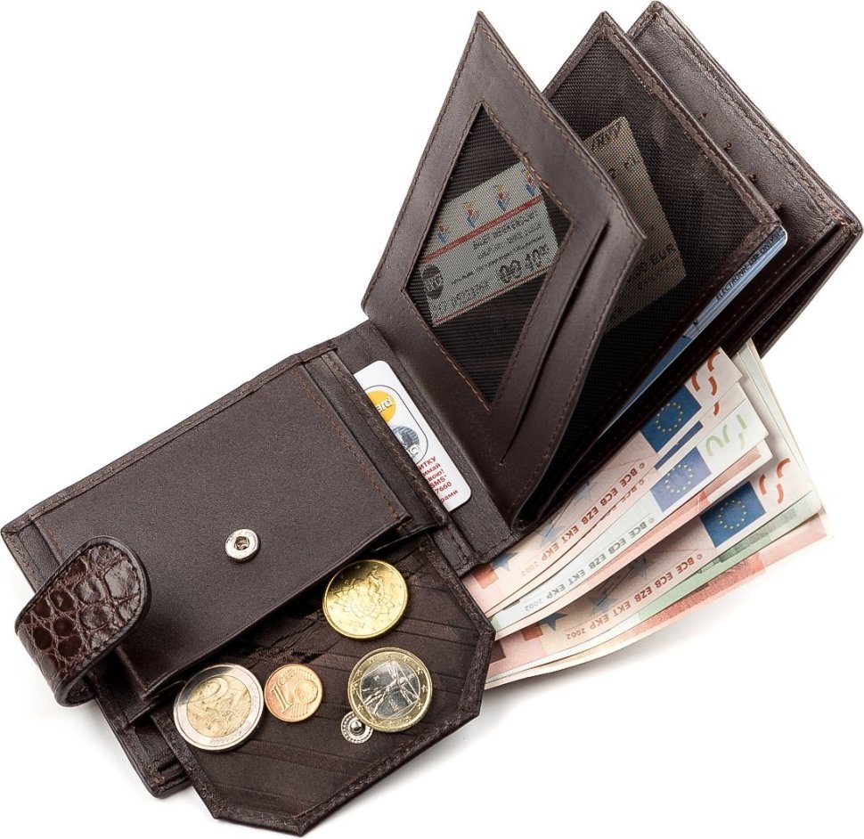 Тонкий кошелек из натуральной кожи крокодила коричневого цвета CROCODILE LEATHER (024-18210) фото №6 Тонкий кошелек из натуральной кожи крокодила коричневого цвета CROCODILE LEATHER (024-18210) modnotak фото №6