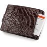 Тонкий гаманець з натуральної шкіри крокодила коричневого кольору CROCODILE LEATHER (024-18210) - 7