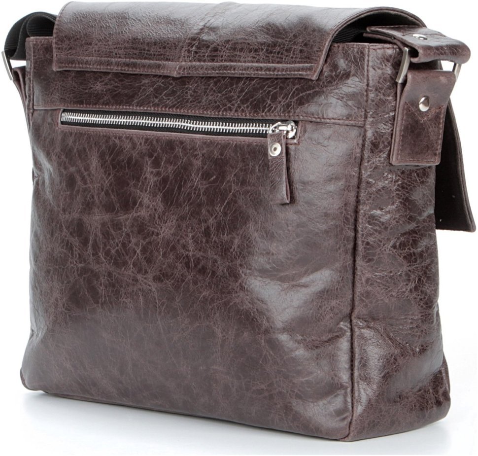 Чоловіча коричнева сумка-месенджер із натуральної шкіри у стилі вінтаж SHVIGEL 2400799