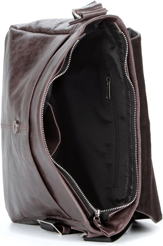 Чоловіча коричнева сумка-месенджер із натуральної шкіри у стилі вінтаж SHVIGEL 2400799