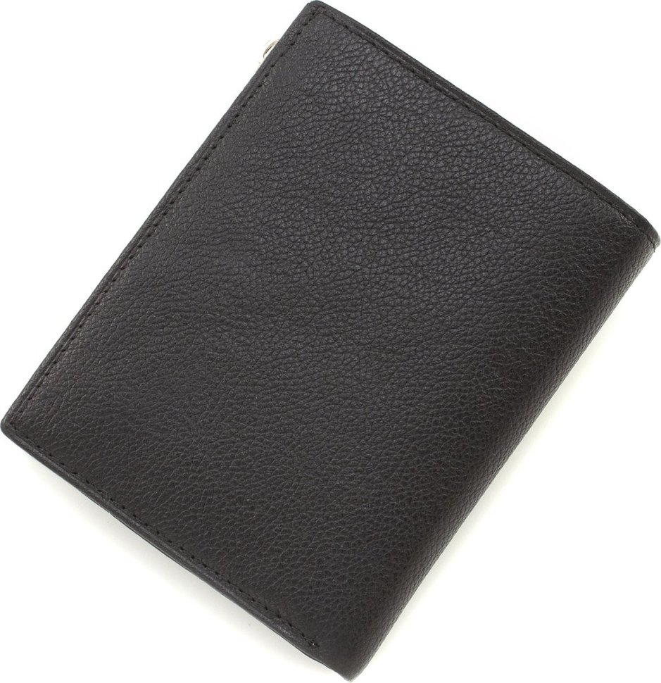 Мужское портмоне из мелко-зернистой натуральной кожи черного цвета KARYA (21899)
