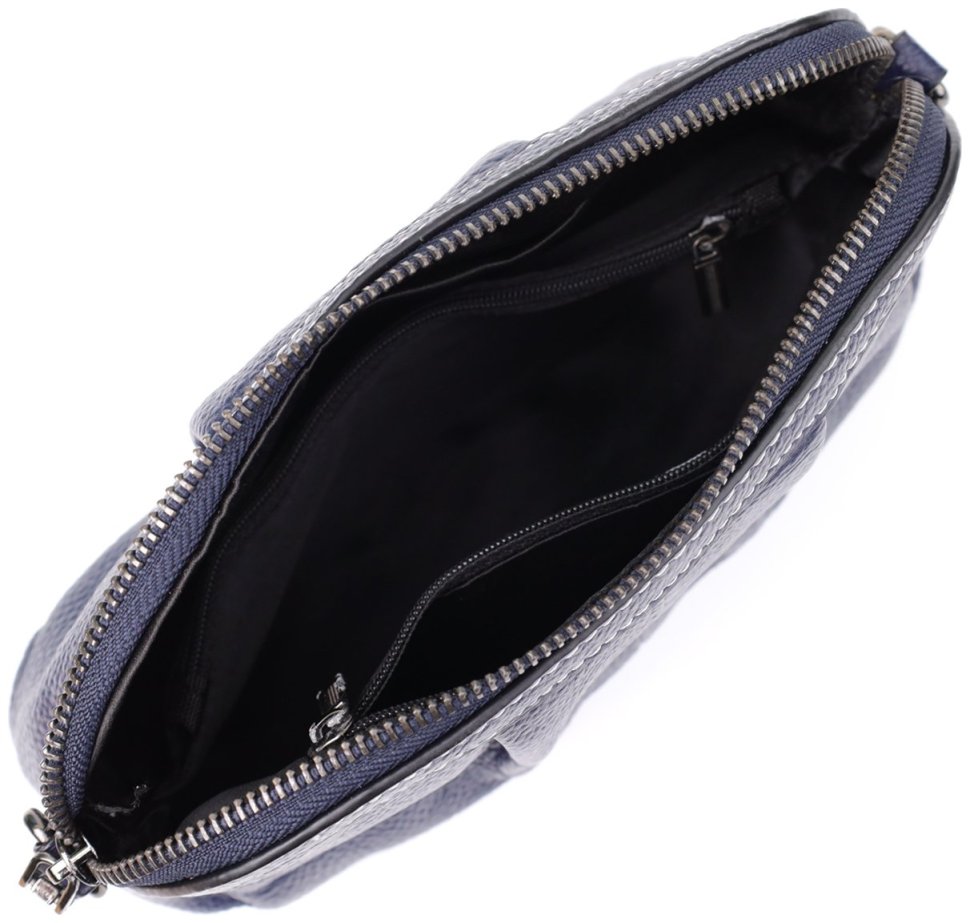 Городская женская кожаная сумка синего цвета с драпировкой через плечо Vintage 98220 modnotak фото №5