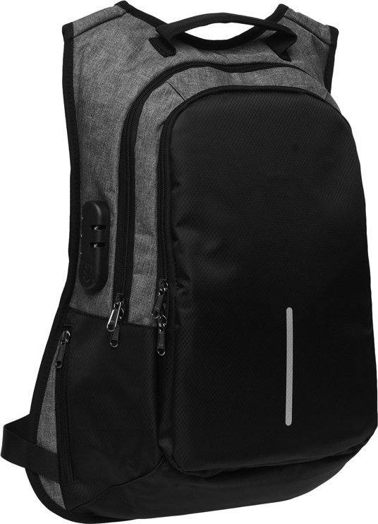 Чорно-сірий чоловічий рюкзак з поліестеру з кодовим замком Remoid (22138)