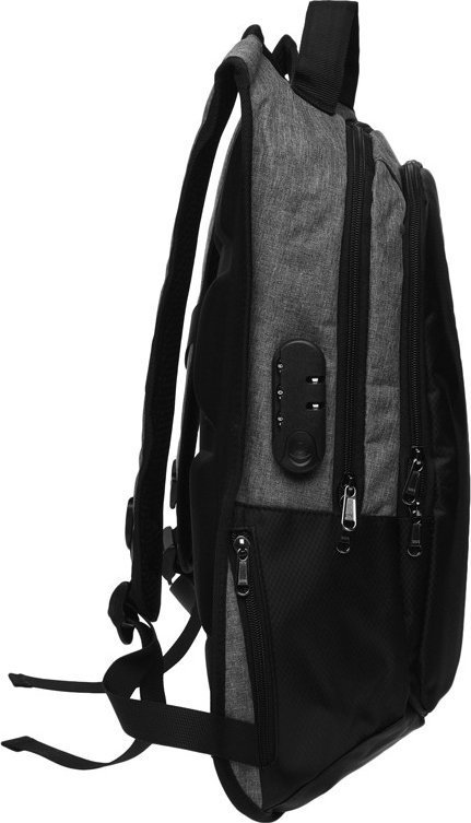 Чорно-сірий чоловічий рюкзак з поліестеру з кодовим замком Remoid (22138)