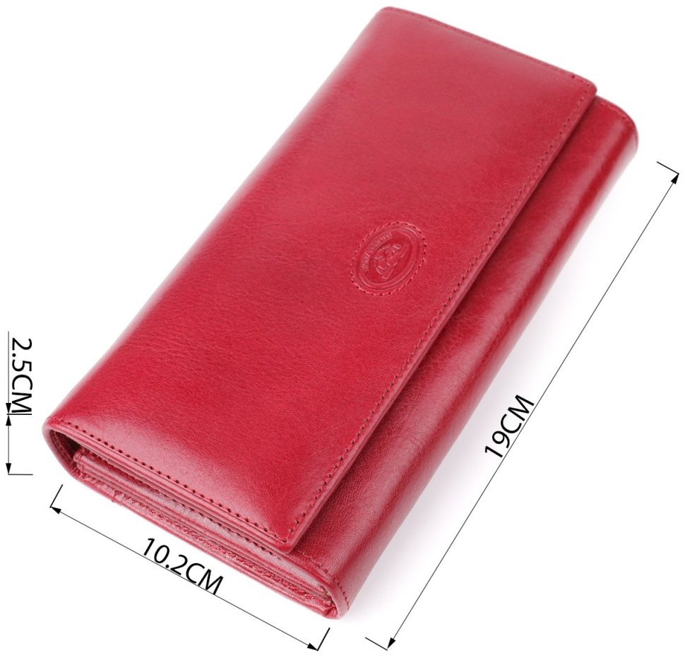 Большой горизонтальный женский кошелек из гладкой кожи на кнопке Tony Perotti красного цвета 108520 фото №3 Большой горизонтальный женский кошелек из гладкой кожи на кнопке Tony Perotti красного цвета 108520 modnotak фото №3