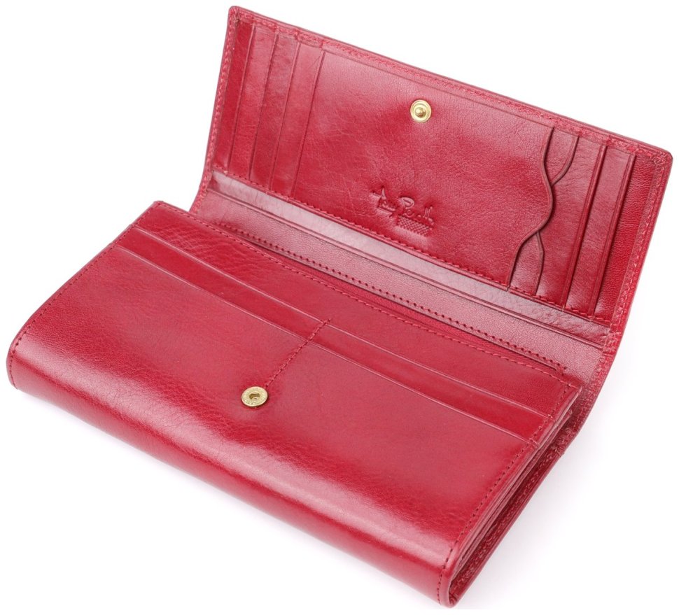 Большой горизонтальный женский кошелек из гладкой кожи на кнопке Tony Perotti красного цвета 108520 фото №6 Большой горизонтальный женский кошелек из гладкой кожи на кнопке Tony Perotti красного цвета 108520 modnotak фото №6