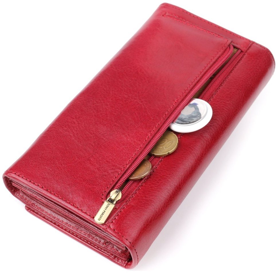 Большой горизонтальный женский кошелек из гладкой кожи на кнопке Tony Perotti красного цвета 108520 фото №9 Большой горизонтальный женский кошелек из гладкой кожи на кнопке Tony Perotti красного цвета 108520 modnotak фото №9