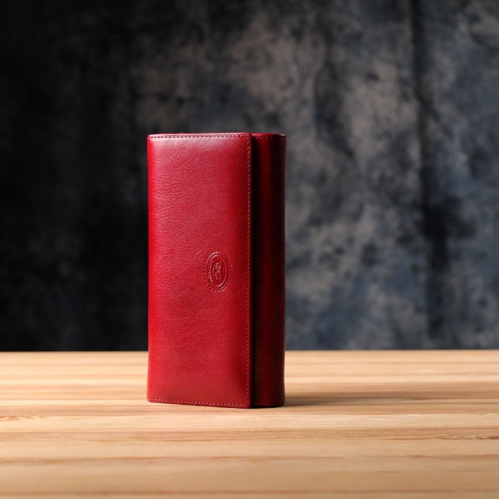 Большой горизонтальный женский кошелек из гладкой кожи на кнопке Tony Perotti красного цвета 108520 фото №10 Большой горизонтальный женский кошелек из гладкой кожи на кнопке Tony Perotti красного цвета 108520 modnotak фото №10