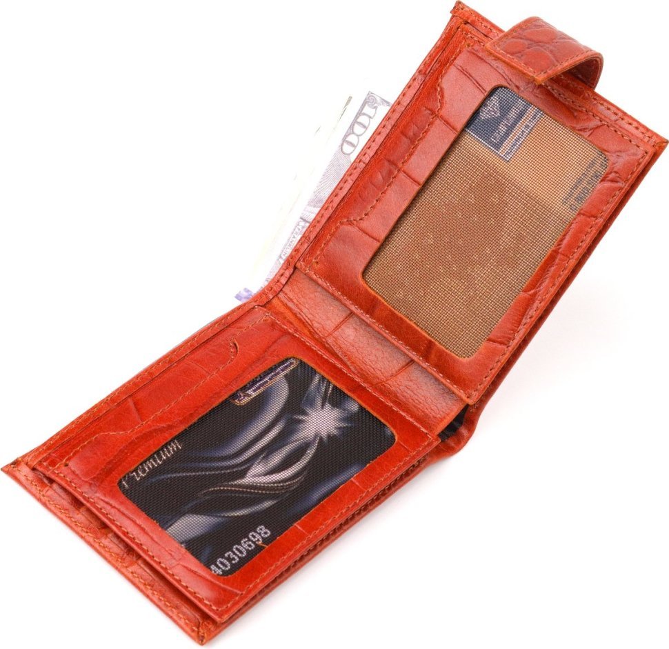 Світло-коричневий чоловічий гаманець із натуральної шкіри під крокодила CANPELLINI (2421510)