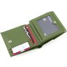 Невеликий шкіряний жіночий гаманець оливкового кольору на кнопці Marco Coverna 68620 - 6