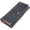 Чорно-червоний жіночий гаманець із натуральної гладкої шкіри з клапаном на кнопці CANPELLINI (2421611) - 1