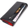 Чорно-червоний жіночий гаманець із натуральної гладкої шкіри з клапаном на кнопці CANPELLINI (2421611) - 5