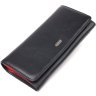 Чорно-червоний жіночий гаманець із натуральної гладкої шкіри з клапаном на кнопці CANPELLINI (2421611) - 9