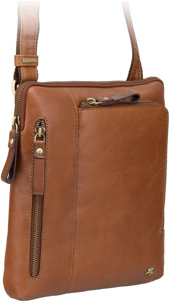 Світло-коричнева чоловіча сумка-планшет середнього розміру із натуральної шкіри Visconti Roy 68920