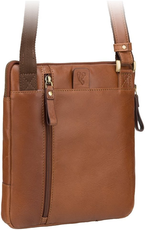 Светло-коричневая мужская сумка-планшет среднего размера из натуральной кожи Visconti Roy 68920