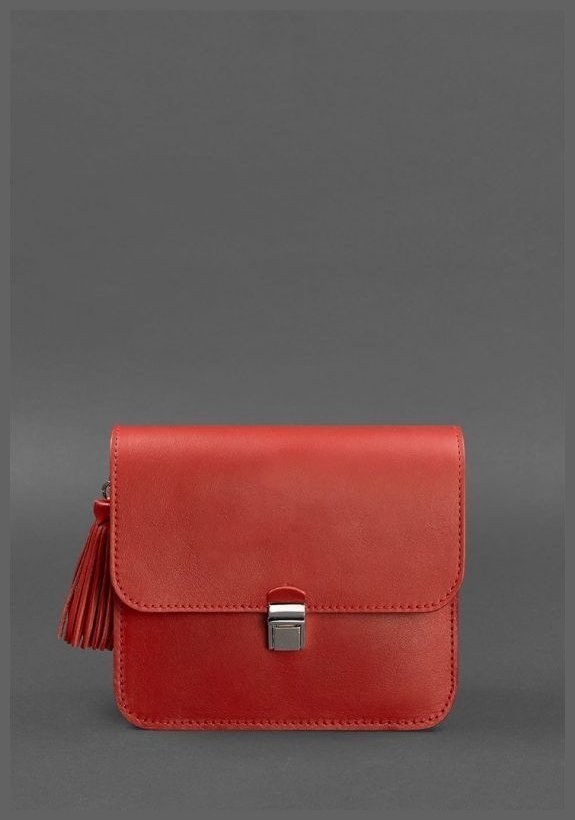 Кожаная женская бохо-сумка красного цвета BlankNote Лилу 78920