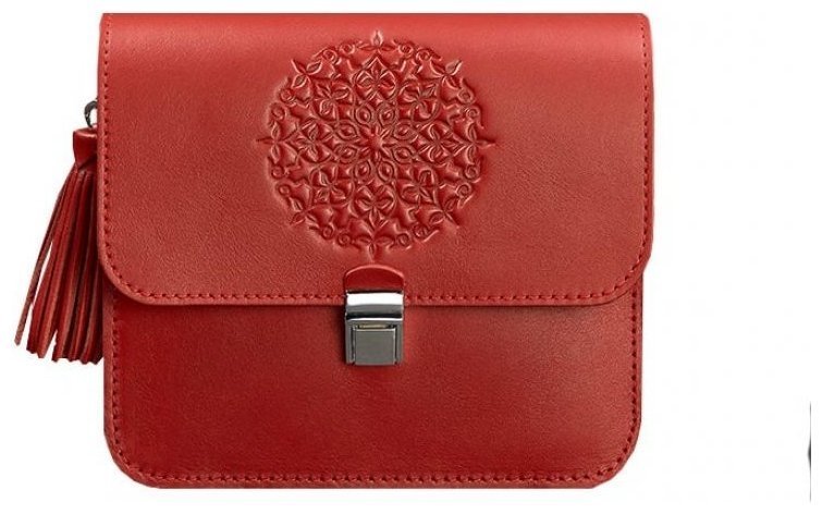 Кожаная женская бохо-сумка красного цвета BlankNote Лилу 78920
