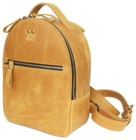 Жовтий жіночий рюкзак-сумка із вінтажної шкіри BlankNote Groove S 79020