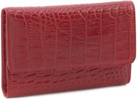 Повседневный кожаный женский кошелек красного цвета с тиснением Tony Bellucci (10839)