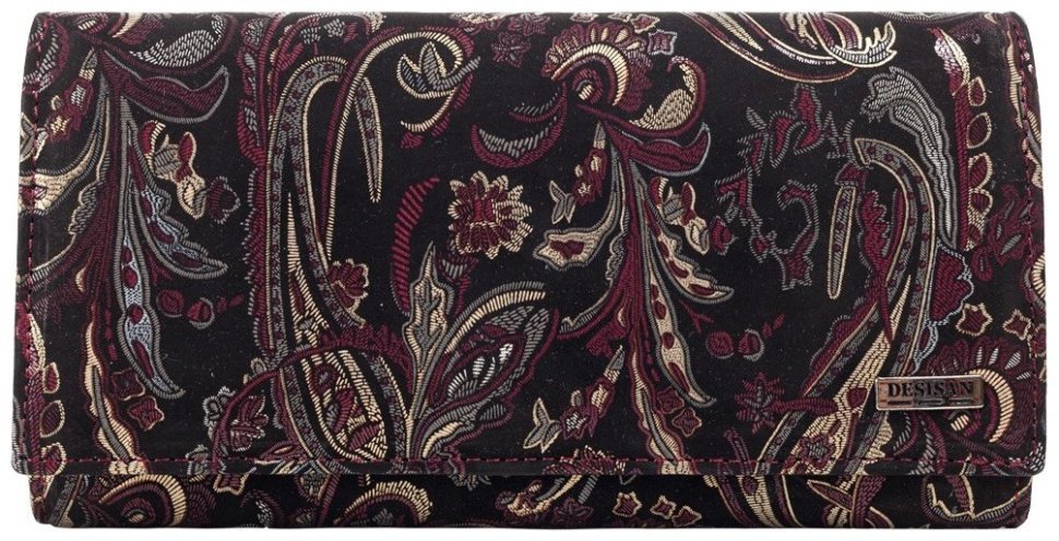 Крупный женский кошелек из натуральной кожи с цветочным принтом Desisan 79720 modnotak фото №1